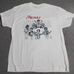 Gildan Men White T-Shirt, The Strokes White Band Tee